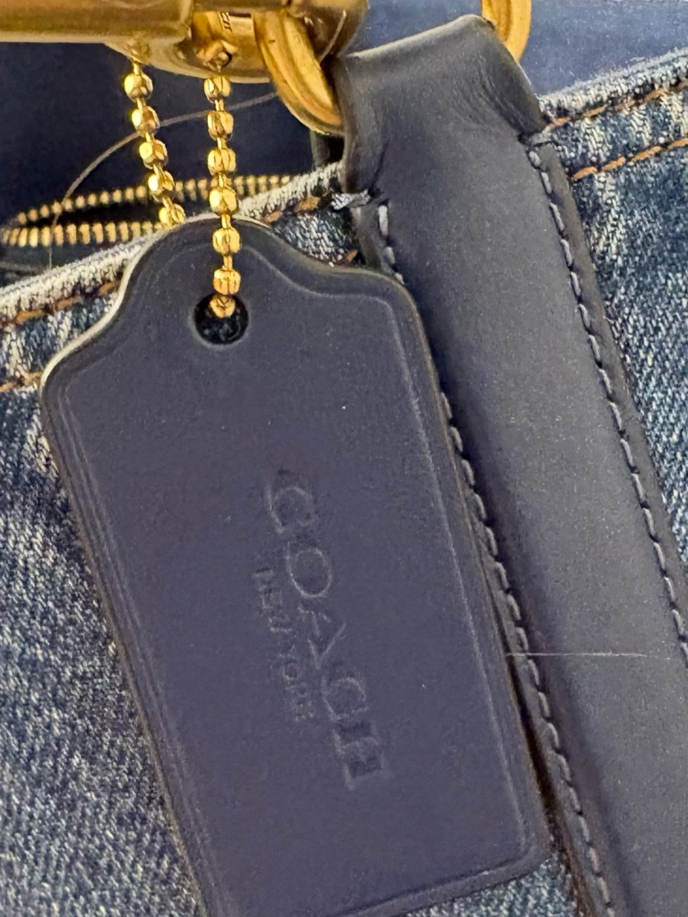 Coach  Willow Tote. Shoulder/Crossbody Straps. Denim/Gold-Tone Accents. - Picture 2 of 10